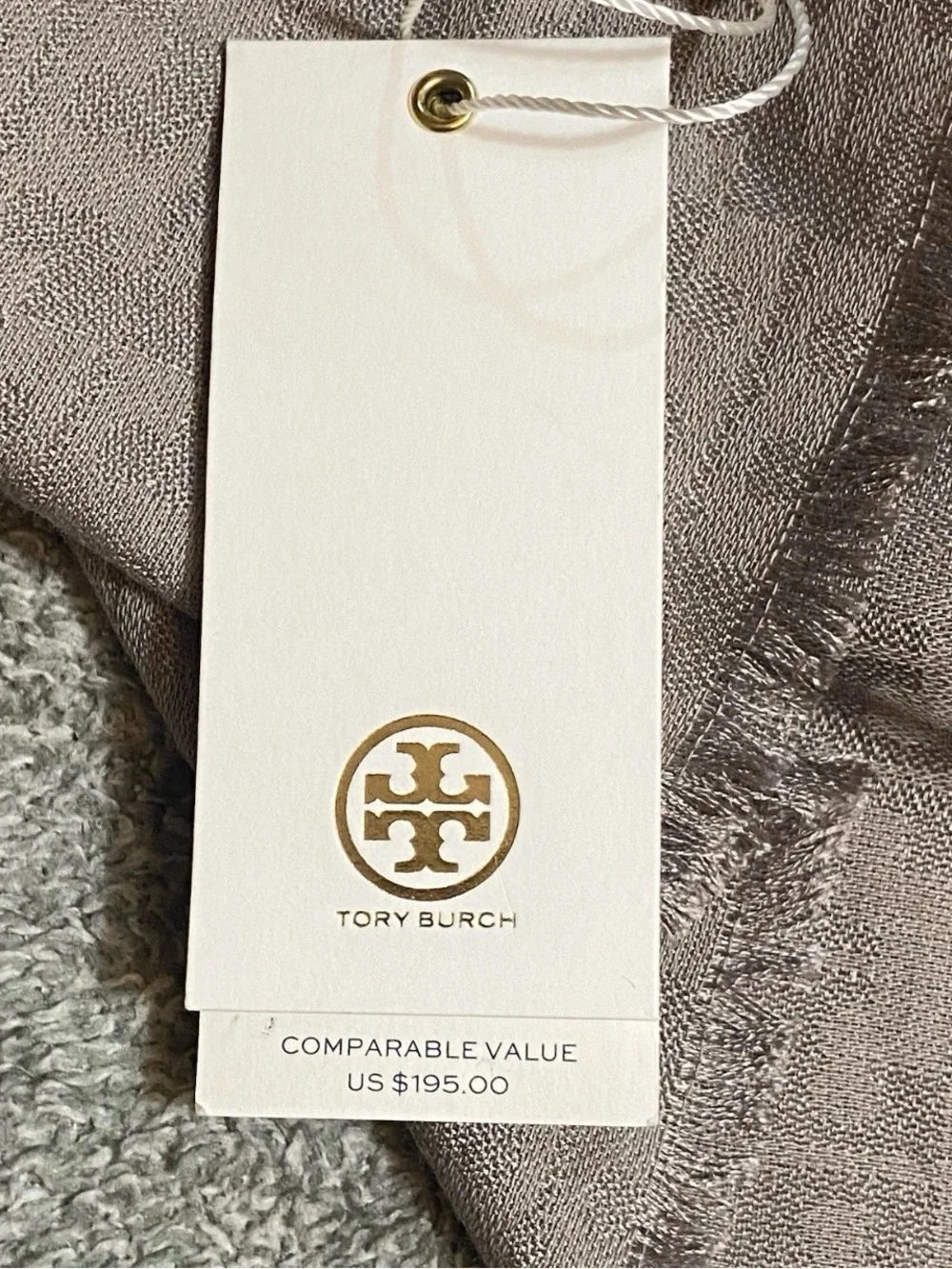 Tory Burch Mosaic Logo Jacquard Scarf Shawl Made in France Cotton Silk